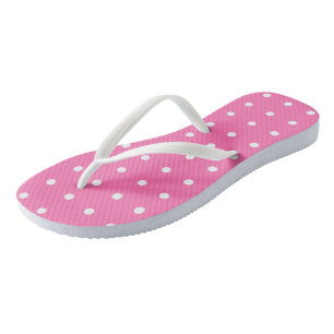 Warme rosa weiße Punkte Vorlage rustikales Design Flip Flops