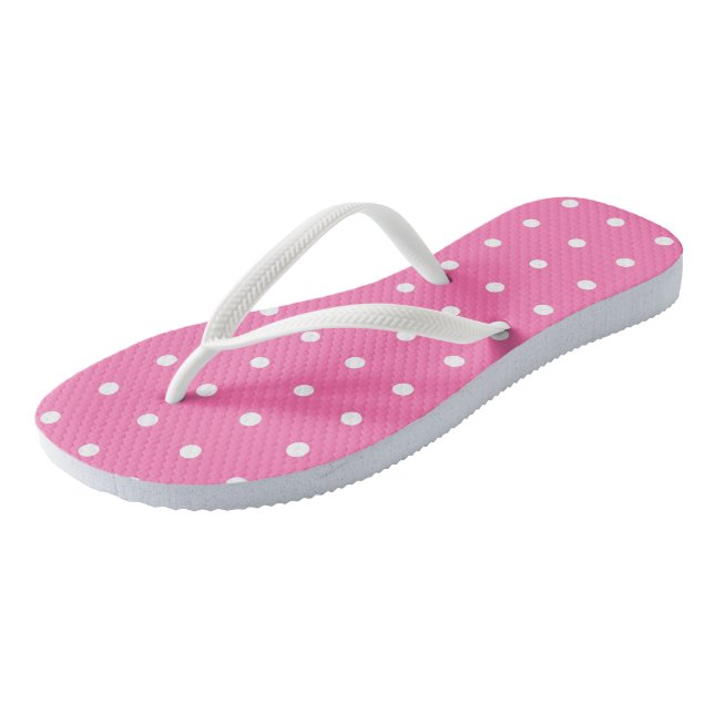 Warme rosa weiße Punkte Vorlage rustikales Design  Flip Flops (Schrägansicht)