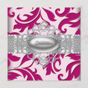 Warme rosa Wirbel Quinceanera Einladungen
