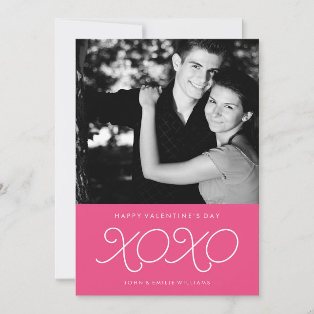 Warme rosa XOXO Valentinstag Fotokarten Feiertagskarte (Vorderseite)