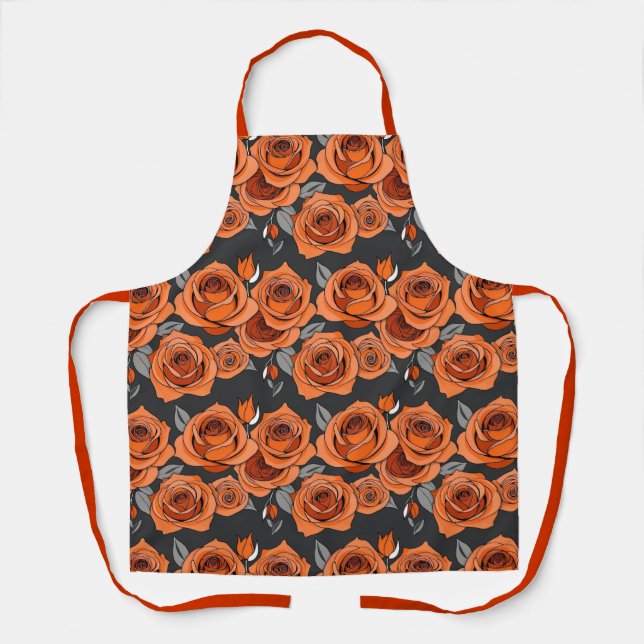 Warme Rostorange Rosen Schürze (Vorderseite)