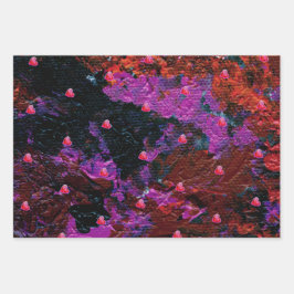 Warme rote Herzen Geschenkpapier Set