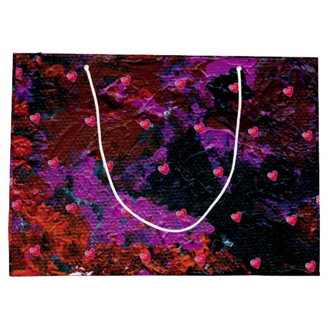 Warme rote Herzen Große Geschenktüte (Rückseite)