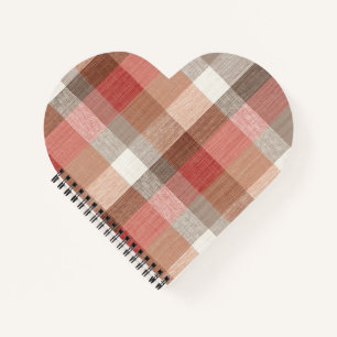 Warme rustikale Karo-Stofftextur in Koralle Notizbuch