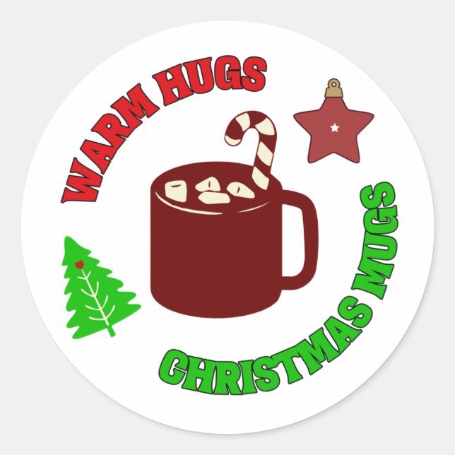 Warme Schläger und Weihnachten Tasse Retro Holiday Runder Aufkleber (Vorderseite)