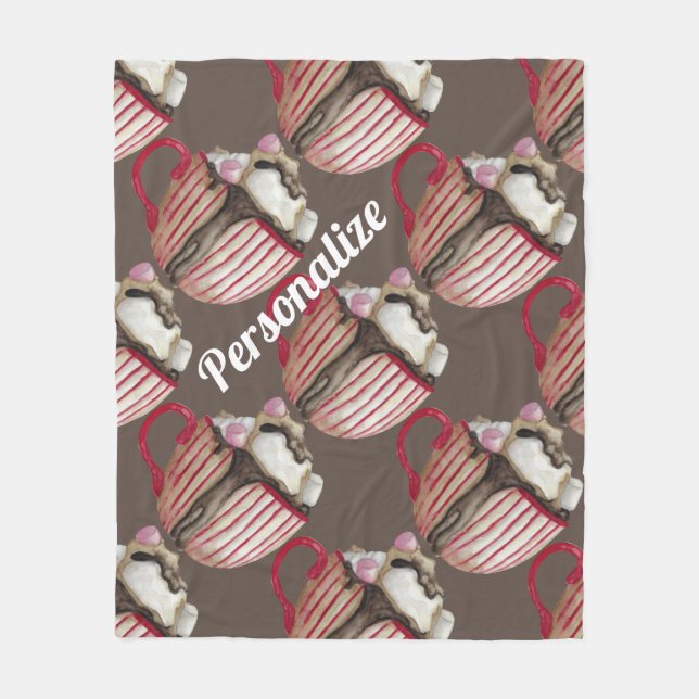 Warme Schokoladenmarshmallow Kakaosundae Fleecedecke (Vorderseite)