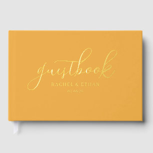 Warme Senf-Minimalist-Calligraphy Gästebuch