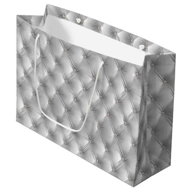 Warme Soft Gray Chic Imitate Velvet Große Geschenktüte (Vorderseite Schrägansicht)