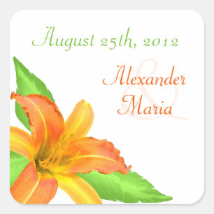 Warme Sommer Blume Hochzeitsticker/Siegel Quadratischer Aufkleber