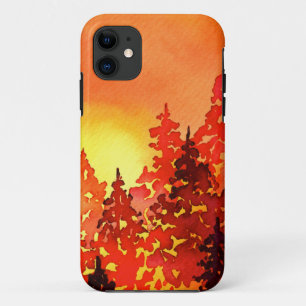 Warme Sonnenuntergang Wasserfarben Bäume Case-Mate iPhone Hülle