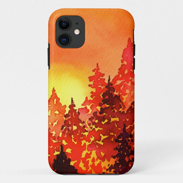 Warme Sonnenuntergang Wasserfarben Bäume Case-Mate iPhone Hülle (Rückseite)