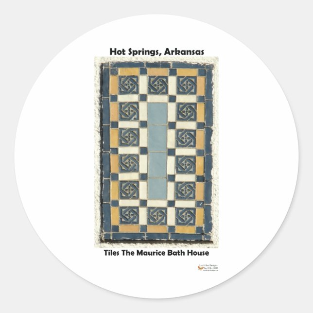Warme Springs, AR the Maurice Tiles Gifts Apparel Runder Aufkleber (Vorderseite)