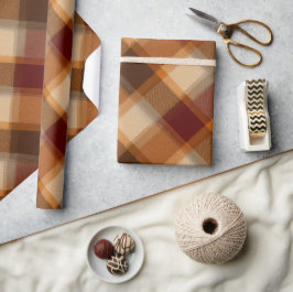 Warme Tanbraune Holzhütte Eiche Karomuster Geschenkpapier