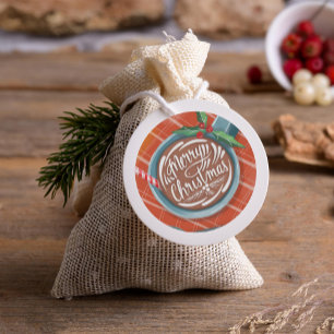 Warme Tasse Kakao Handschrift Frohe Weihnachten Ro Runder Aufkleber