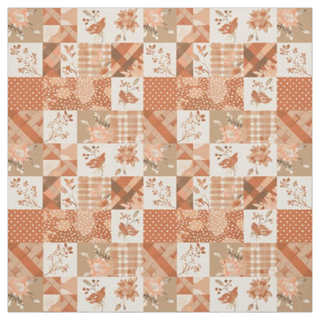 Warme Terrakotta-Patchwork-Herbst-Altweiber-Sommer Stoff (Muster)