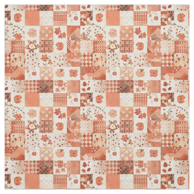 Warme Terrakotta-Patchwork-Herbst-Quilt Stoff (Muster)