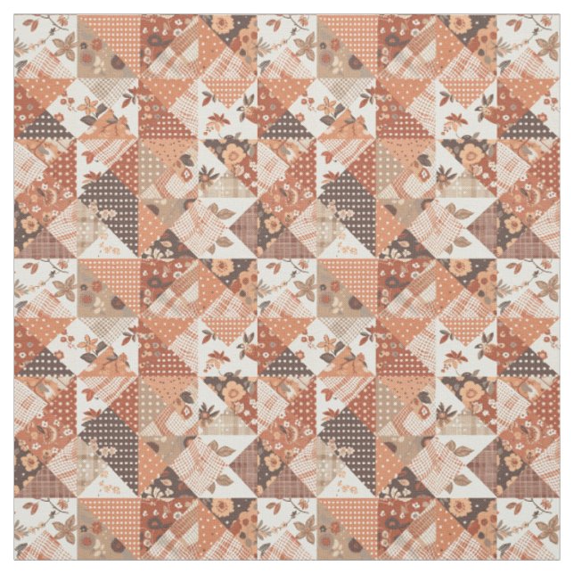 Warme Terrakotta-Patchwork-Herbst-Quilt Stoff (Muster)