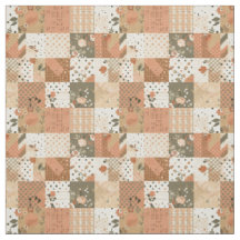Warme Terrakotta-Pfirsich-Patchwork-Decke Herbst