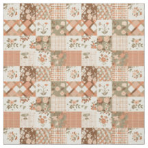 Warme Terrakotta-Pfirsich-Patchworkdecke Herbst