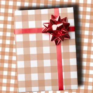 Warme Terrakotta- und weiße karierte Gingham Geschenkpapier