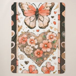 Warme Töne Schmetterling und Blumendruck Sherpadecke