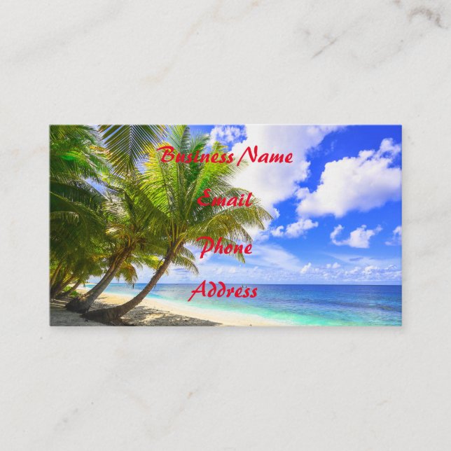 Warme tropische Insel-Sandy-Strand-Palmen Visitenkarte (Vorderseite)