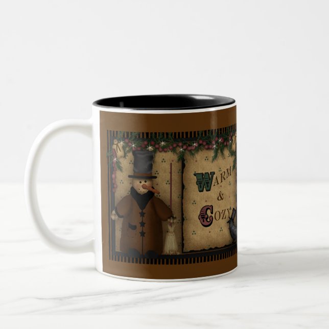 Warme und Cozy ursprüngliche Snowman-Tasse Zweifarbige Tasse (Links)