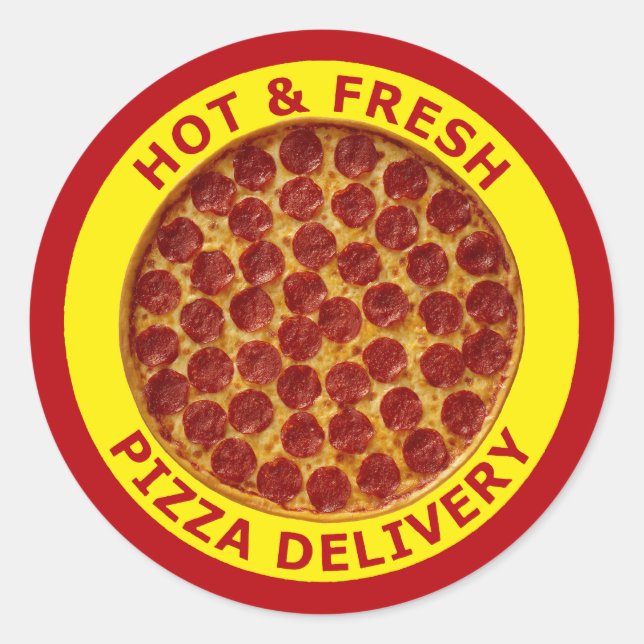 Warme und frische Pizza Lieferung Runder Aufkleber (Vorderseite)