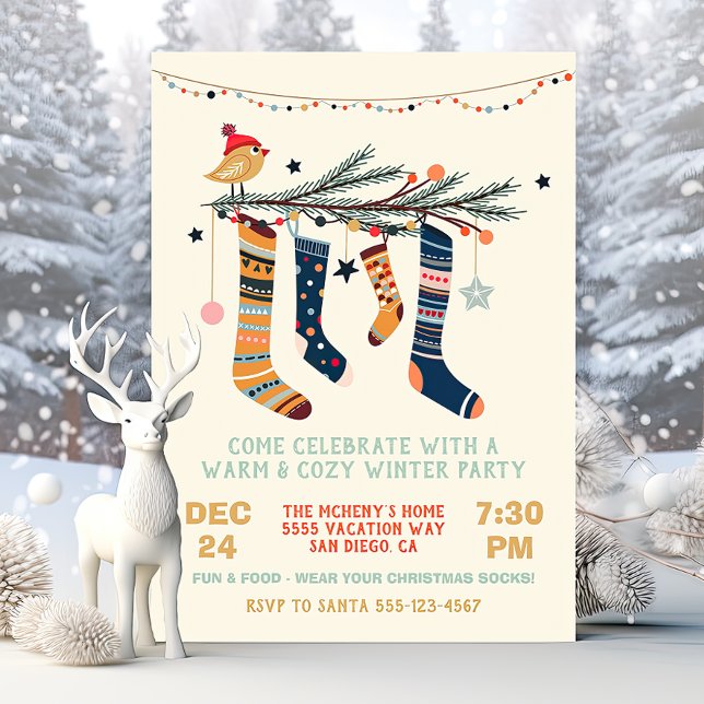 Warme und gemütliche Winter Party Weihnachtssocken Einladung (Von Creator hochgeladen)