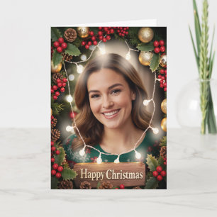 Warme und helle Familienfoto-Weihnachtskarte dunke Karte