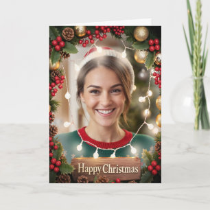 Warme und helle Familienfoto-Weihnachtskarte mit L Karte