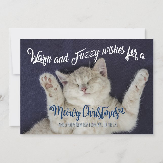 Warme und schwindelerregende Schlaflosigkeit Meowy Feiertagskarte (Vorderseite)