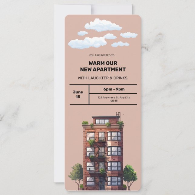 Warme unsere neue Wohnung Einladung (Vorderseite)