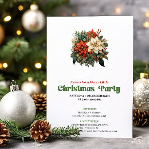 Warme vintage Weihnachtsblumen Party-Einladung Einladung