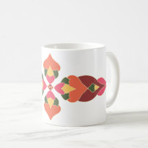 Warme, volkstümliche, florale, abstrakte Kaffeetas