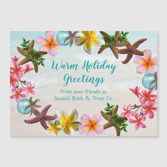 Warme Weihnachten Plumeria Wreath Magnetkarte (Vorderseite)