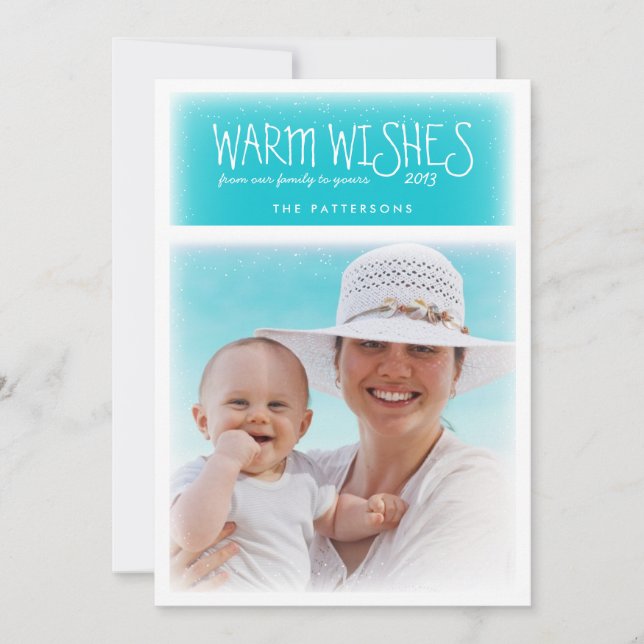 Warme Weihnachten wünscht Beach Blue Foto Card (Vorderseite)