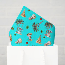 Warme Weihnachtspalmen Bäume Snowmen Aqua Seidenpapier