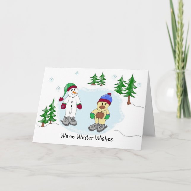 Warme Winter-Wünsche Feiertagskarte (Vorderseite)