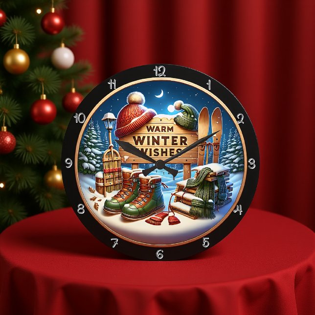 Warme Winter wünscht Szene Große Wanduhr (Von Creator hochgeladen)