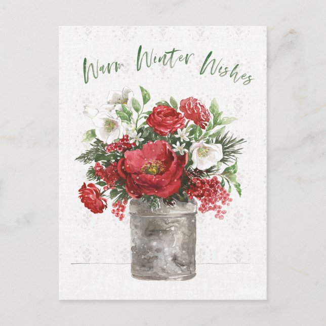 Warme Winterwünsche Feiertagspostkarte (Vorderseite)