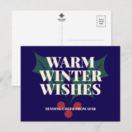 Warme Winterwünsche Holly-Typografie Feiertagspostkarte
