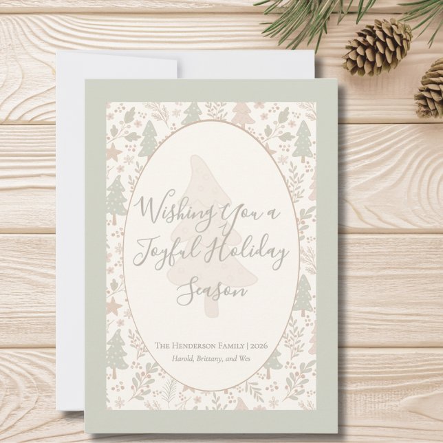 Warme Winterwünsche – Persönliche Feiertags-Postka Feiertagskarte (Sage Green Flat Personalized Holiday Greeting Card)