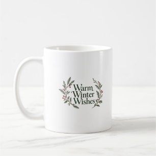 Warme Winterwünsche Weihnachtsbeerenzweige Kaffeetasse