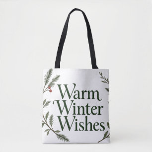 Warme Winterwünsche Weihnachtsbeerenzweige Tasche