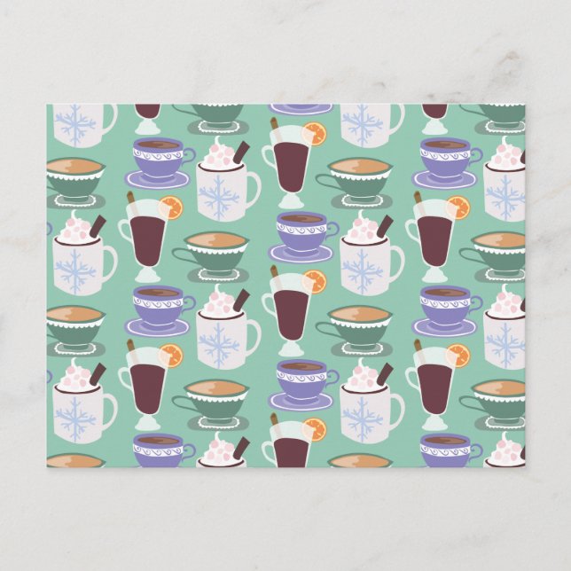 Warme Wintery Drinks drucken Postkarte (Vorderseite)