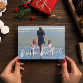 Warme Wishings Beach Family Foto Weihnachtskarte Feiertagskarte