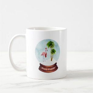 Warme Wishs Flamingo Palm Trees Snow Globe Kaffeetasse