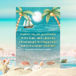 Warme Wonderland Tropical Beach Weihnachten Folien Feiertagskarte<br><div class="desc">Die Weihnachtskarte des tropischen Themas beherbergt einen sonnigen Strand mit Muscheln und glitzerndem Sand, Palmen und ein Schiff, das im Meer segelt. Die Texte sind zum Ton "Winter Wonderland", aber mit einer tropischen Drehung, die sagt: "Seashells Ring, hören Sie zu? — Am Strand glitzert Sand — Ein schöner Anblick, wir...</div>