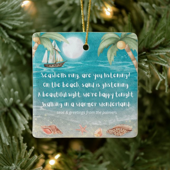 Warme Wonderland Tropical Beach Weihnachten Keramikornament (Baum)